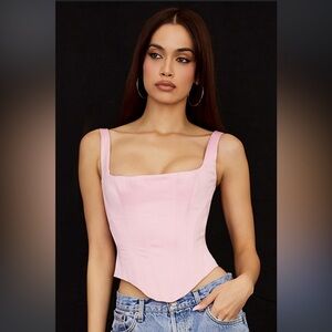 House of CB Pink Rafa Satin Longline Corset